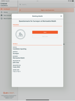 Booking details, modal | Tablet (iPad Air 5th gen) | Light color scheme